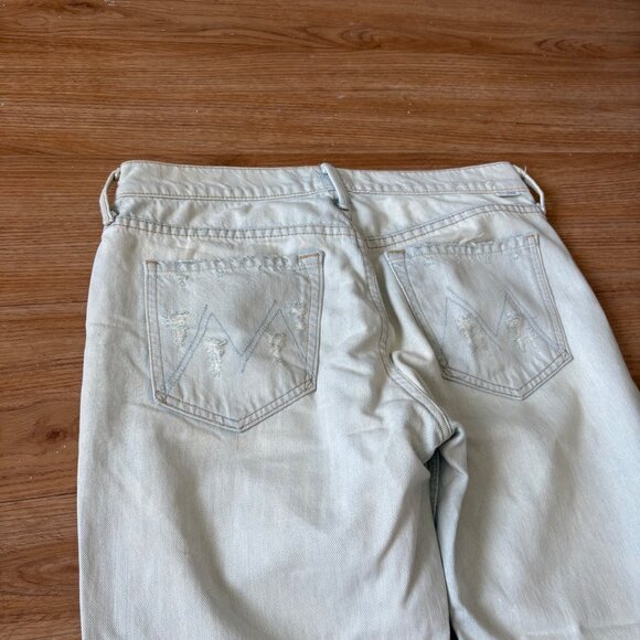Mother The Dropout Fray Get Blondie Straight Leg Denim Jeans Blue Size 26 - Picture 9 of 16